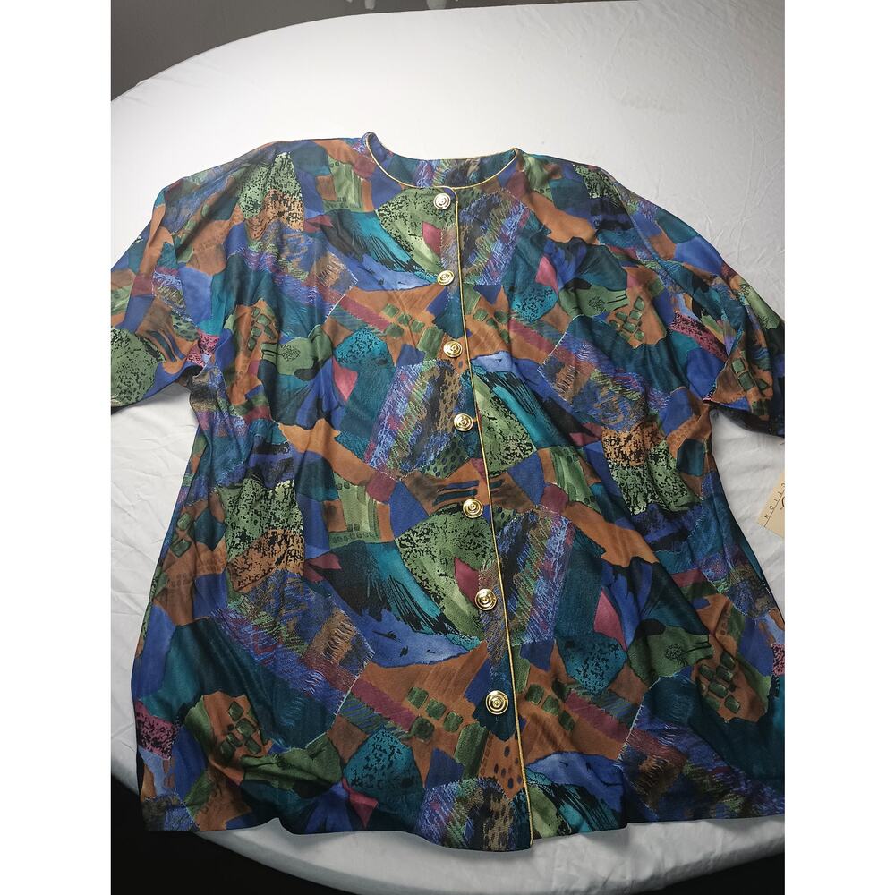 Vintage Sue Brett Art to wear NWT Women Button down Women XL
